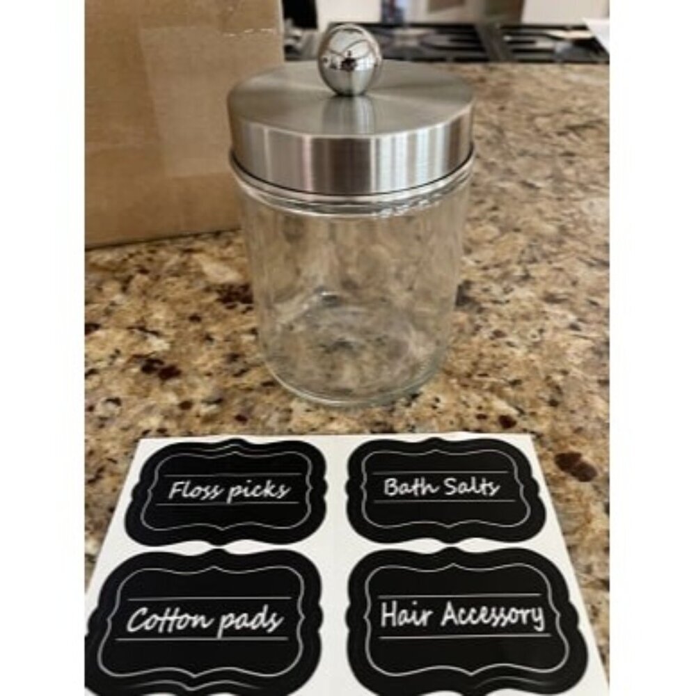 New 4Pc Apothecary Jars Bathroom Vanity Storage Organizer Set -Countertop